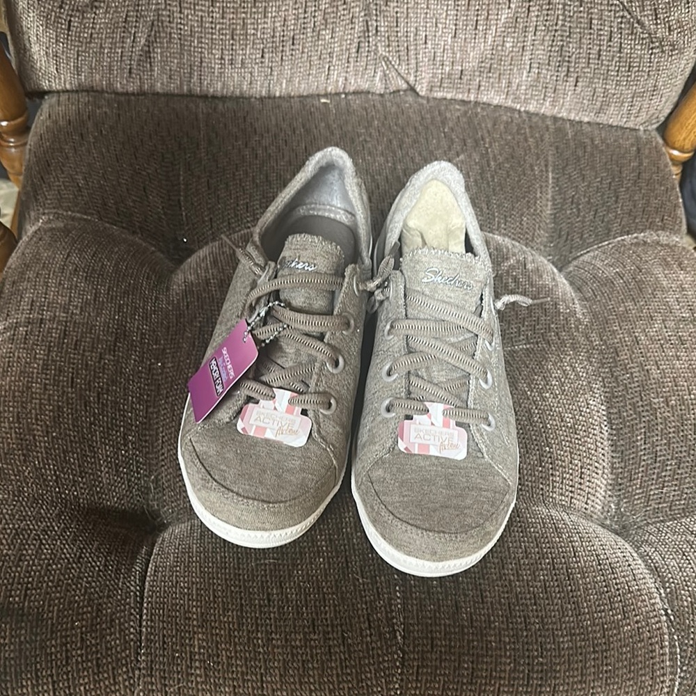 Skechers Taupe Lace-Up Sneakers